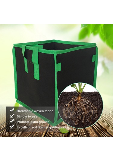 Jeehugo 4 Galon Siyah Kare Bitki Yetiştirme Çanta - Nemezli Kumaş, Hava Geçirgen, Kök Sağlığı, Sebze/çiçek İçin