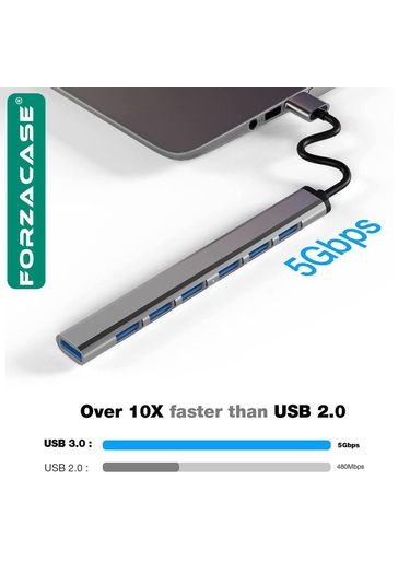 Forzacase FC751 USB 2.0 To USB/Type-C 7 İn 1 7 Port Çoklayıcı Hub