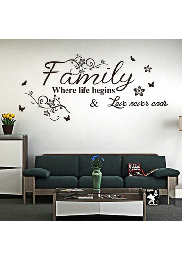 Hombey Siyah Pvc Çiçekli Sarma Duvar Sticker, Su Geçirmez, Kolay Uygulama, 57x28cm, Odalar İçin Dıy Dekorasyon