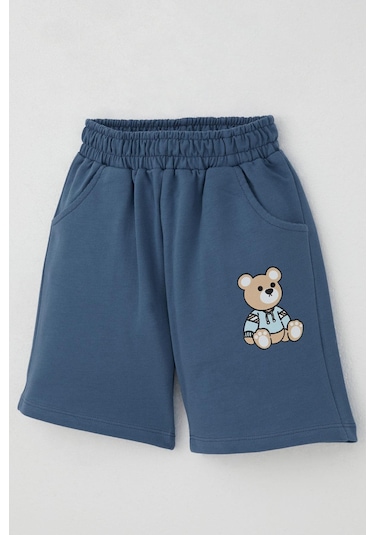 Breeze Erkek Bebek Şortlu Takım Oyuncak Bebek Ayıcık Baskılı 9 Ay-3 Yaş, Açık Mavi Açık Mavi