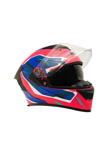 My Helmets Mks001-rbw Yarış Spoiler Güneş Vizörlü Şeffaf Full Face Motosiklet Kaskı Çok Renkli