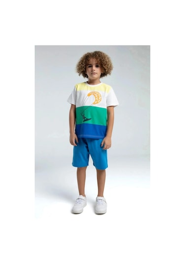 Rolypoly Erkek Çocuk Bermuda Takım - Beyaz/cobalt Beyaz/cobalt