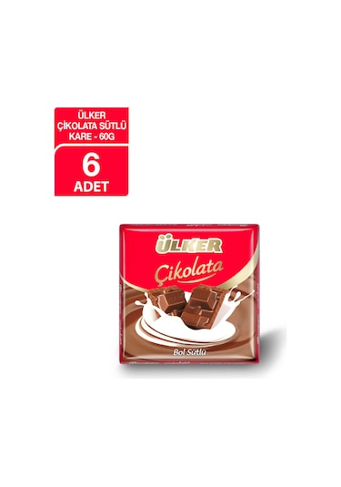Ülker Bol Sütlü Kare Çikolata 6 x 60 G