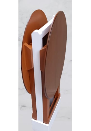 Çanta Zigon Sehpa Oval Model İkili Takım Ahşap Mdf Ceviz Renk Uyumu El Yapımı