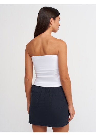 Dilvin Baskılı Crop Top Beyaz