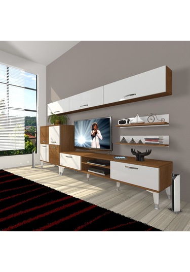 Decoraktiv Eko 8 Slm Dvd Silver Tv Ünitesi Tv Sehpası Ceviz - Beyaz