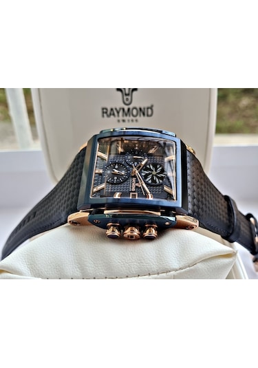 Raymond Swiss Lacivert Köşeli Erkek Kol Saati