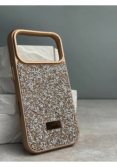 Apple iPhone Uyumlu 17 Pro Max Sw İnce Taşlı Premium Kılıf Bronz