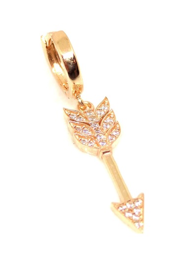 Ok Tek Gümüş Halka Küpe - Rose Bakır Beyaz