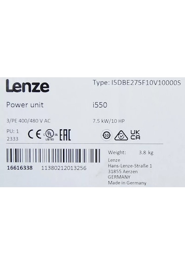 Lenze Power Unit İ550 7.5kw 400/480vac I5dbe275f10v10000s