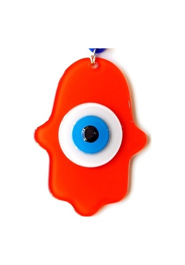 Nazar Boncuklu Turuncu Fatma Ana Bereket Eli Cam Duvar Süsü 02-10mm 5yards