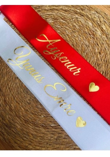 Gelin Damat Isimli Tören Takı Kurdelesi 2 Adet B-42