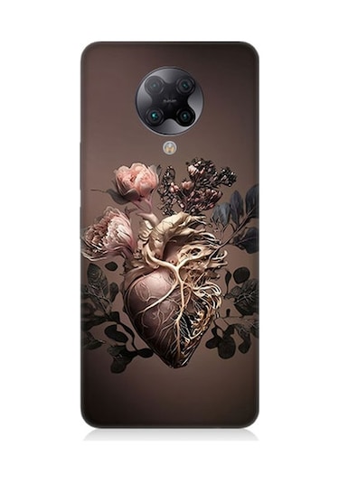 Xiaomi Poco F2 Pro Uyumlu Kalp Ve Gül Desenli Silikon Kılıf