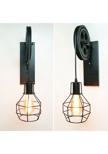 Loft Retro Kasnak Aplik Siyah