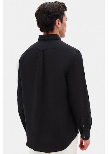 D'S Damat Ds Damat Comfort Siyah Düz %100 Keten Gömlek 4hc02ap01265m Siyah