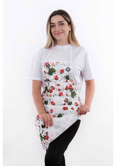 Jarse Frilly İkili Paket Sıvı Geçirmez Su Geçirmez Mutfak Önlüğü Çilek