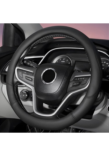 Yifomall 38cm Siyah Deri-silikon Araba Direksiyon Kılıfı - Kaymazsız, Nem Geçirir, Evrensel Uyum Otomobil, Suv, Karavan Siyah