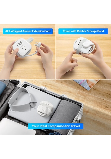 Orıco Seyahat Güç Şeridi Abd Adaptörü Akıllı Fiş Çoklu Uzatma Soket 2 Usb 2ac Usb Type C Bize Fiş