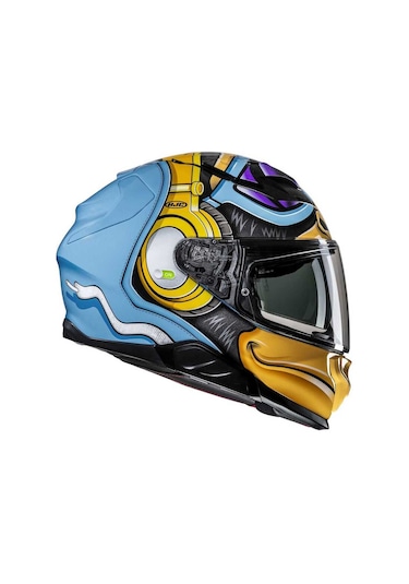 Hjc F71 Monkey Dj Mc23 Kapalı Kask Mavi - Turuncu