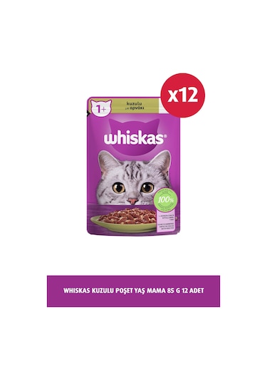 Whiskas Pouch Kuzulu Yetişkin Kedi Mama 12 x 85 G