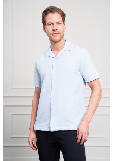 Erkek A. Mavi Apaş Yaka Kısa Kol Gömlek 25ys004008311 A. Mavi A. Mavi