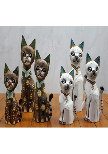 Ahşap 3'lü Kedi Seti 50 Cm Model 3