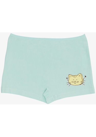 Breeze Kız Çocuk Boxer Sevimli Kedicik Baskılı 5-11 Yaş, Su Yeşili-su Yeşili Su Yeşili