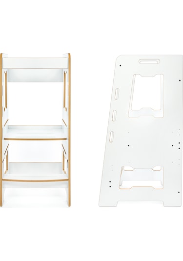 Minera Ahşap Montessori Öğrenme Kulesi / 2-6 Yaş / Beyaz