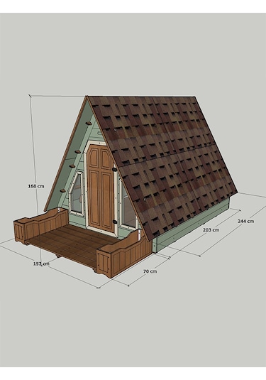 Mandu Ahşap Üçgen Çocuk Oyun Evi Aframe Playhouse