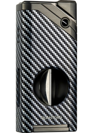 Quantoro Tek Torch Pürmüz V-cut Siyah Karbon Metal Puro Çakmağı