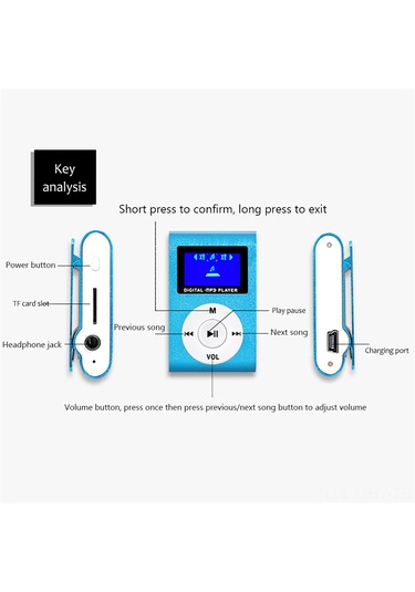 Monyee Taşınabilir Metal Mp3 Çalar - Lcd Ekranlı, Tf Kart Desteği, Uzun Pil Ömrü