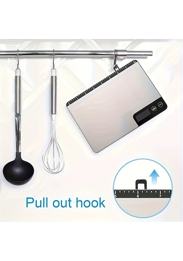 Motion003 8 İnç Uzunluk 33 Pound Kapasiteli Gümüş Rengi Siyah Dijital Mutfak Terazisi 1g Hassasiyet Gram Ons Ölçüm Paslanmaz Çelik Cam Platform Gümüş Rengi+siyah