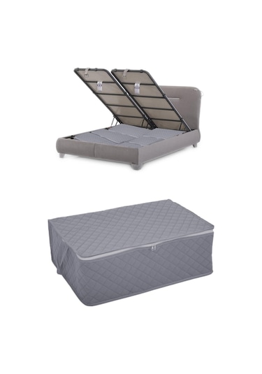 Adarya Home Çekyat Baza Tipi Hurç-Baza Altı Kazak-Yastık-Pike Saklama Hurcu 1 Adet 22 x 40 x 60 Antrasit