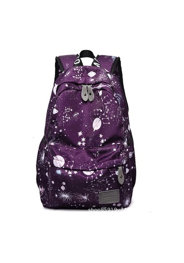 Cantoncraft Moda Trendi Öğrenci Okul Çantası Sırt Çantası 6g8mte Beyaz - Mor