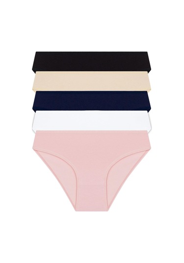 Basic Pamuklu Kadın Bikini Külot 5'li Paket çok Renkli Çok Renkli