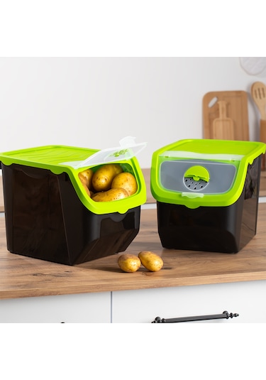 Porsima 1506 2'li 12l Çok Amaçlı Erzak Saklama Kutusu Sebzelik Ye