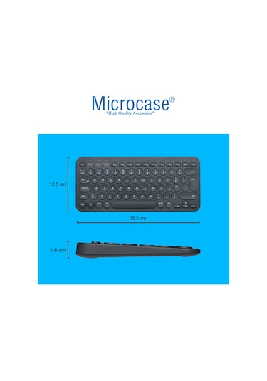 Microcase Yuvarlak Tuşlu Bluetooth Kablosuz Klavye - AL3048 Siyah