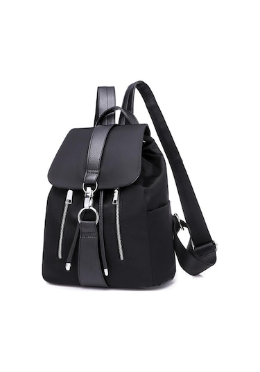 Yogodlns Kadın Sırt Çantası Tiki Tarzı Su Geçirmez Sırt Çantaları Metal Halka Fermuarlı Sırt Çantaları Siyah