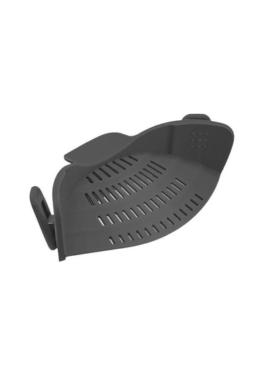 Novahub Silikon Klipsli Tava Tencere Süzgeci Dökülme Önleyici Süzme Sepeti Gıda Sınıfı Evrensel Koyu Gri Koyu Gri