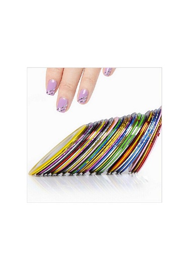 30 Adet Renkli Rulo Şerit Bant Hattı Nail Art Etiket Araçları Tırnak Etiketinde Güzellik Süslemeleri