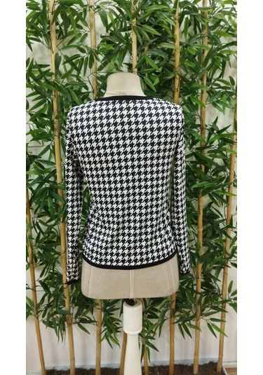 Kadın Uzun Kollu Kaz Ayağı Desenli Şardonlu Dalgıç Ceket DESENLİ