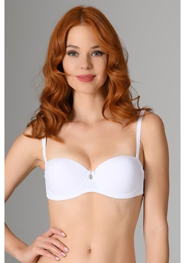 Nbb Kadın Beyaz Straplez Şeffaf Sütyen