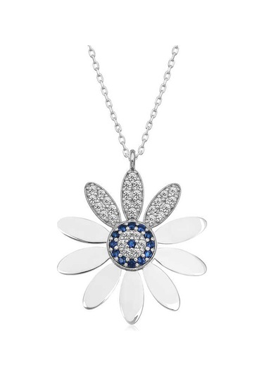 925 Ayar Gümüş Nazarlı Papatya Kadın Gümüş Kolye