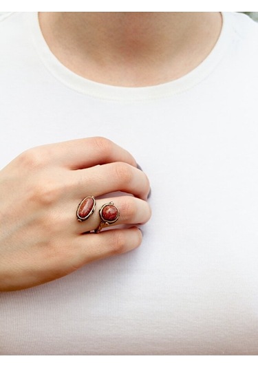 Doğal Taş Yıldız Doğal Taşlı Ikili Otantik Ayarlanabilir Yüzük Dtyiy