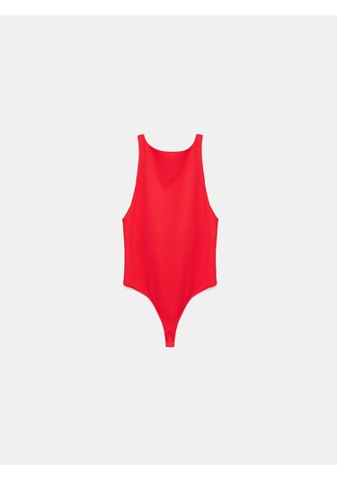 Dilvin 32836 Halter Yaka Bodysuit-kırmızı