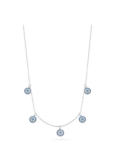 Nazar Gözlü Sallantılı Safir - Firuze Kadın Gümüş Kolye