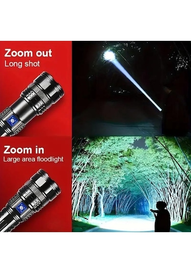 Valkyrie Ultra Güçlü Yüksek Parlaklık M80 Led Şarjlı El Feneri 6000mah Powerbank Siyah