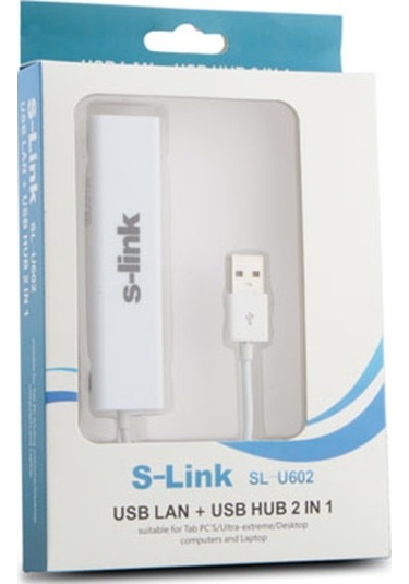 S-Link Sl-U602 USB 2.0*3 Port Hub + Rj45 Ethernet Çevirici