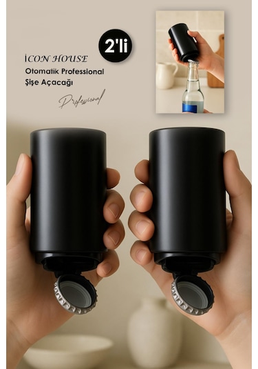 2 Adet Pratik Otomatik Professional Şişe Açacağı Otomatik Şişe Açacağı Kapak Açacak Siyah