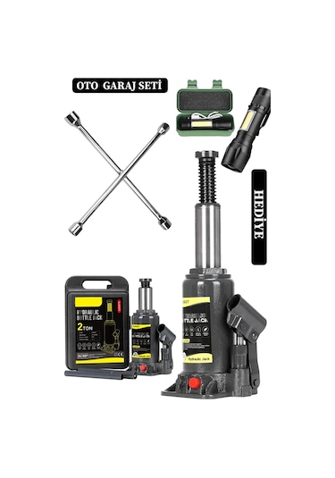 Deko Turkey Araç Kriko Seti 2 Ton Şişe Tip + 4'lü Bijon Seti